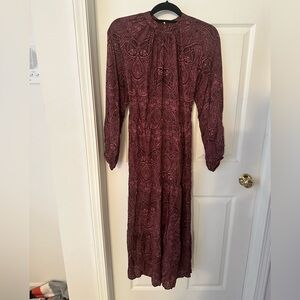 a new day Burgundy Paisley Long Sleeve Dress size Small